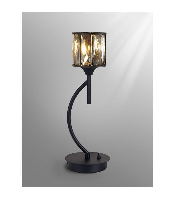 Keene 1 Light G9 Vertical Crystal Table Lamp Satin Black & Smoke Crystal Shade-3