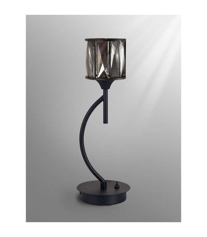 Keene 1 Light G9 Vertical Crystal Table Lamp Satin Black & Smoke Crystal Shade-9
