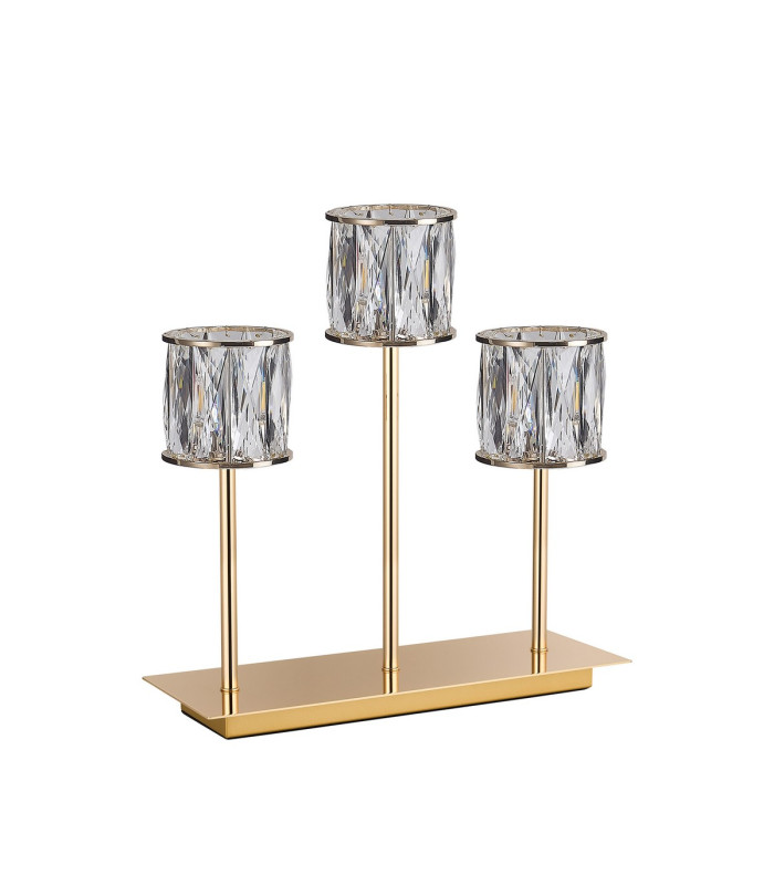 Keene 3 Light G9 Rectangular Touch Switch Crystal Table Lamp French Gold & Clear Crystal Shade-4
