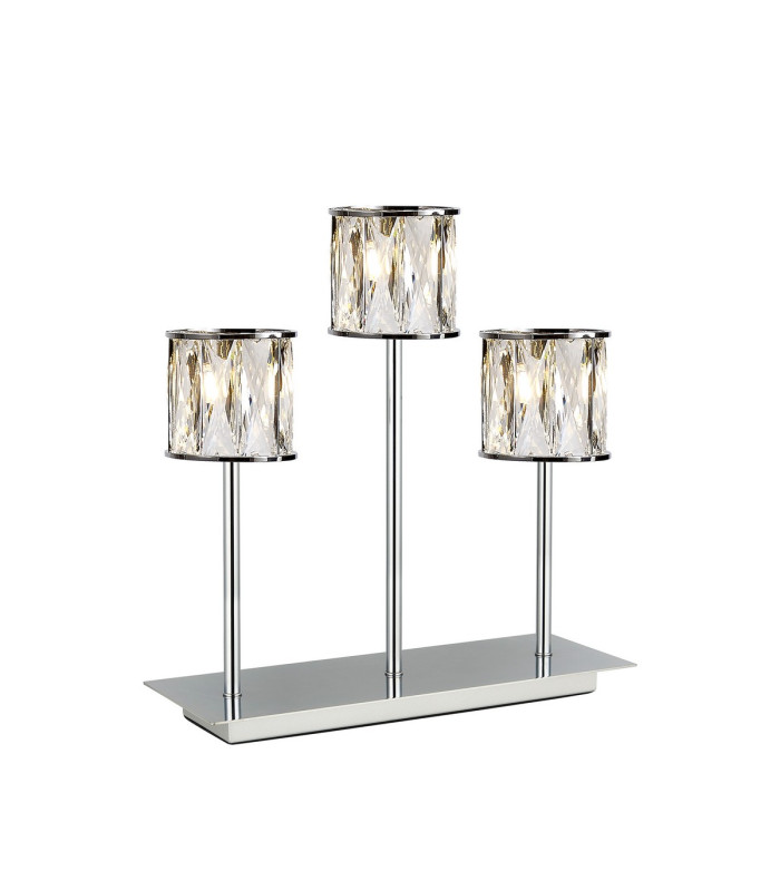 Keene 3 Light G9 Rectangular Touch Switch Crystal Table Lamp Polished Chrome & Clear Crystal Shade-1