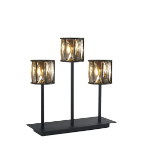 Keene 3 Light G9 Rectangular Touch Switch Crystal Table Lamp Sand Black & Smoked Crystal Shade-1