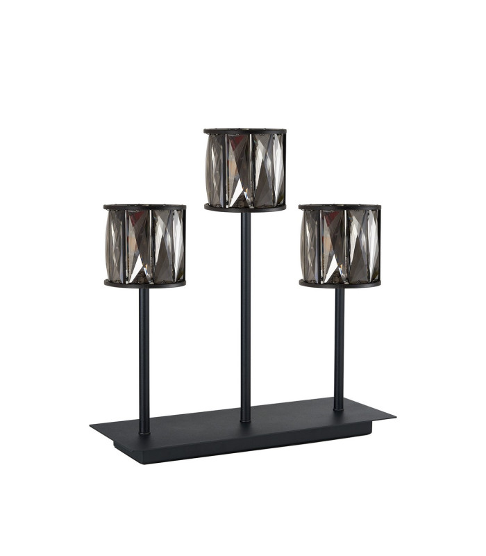 Keene 3 Light G9 Rectangular Touch Switch Crystal Table Lamp Sand Black & Smoked Crystal Shade-4