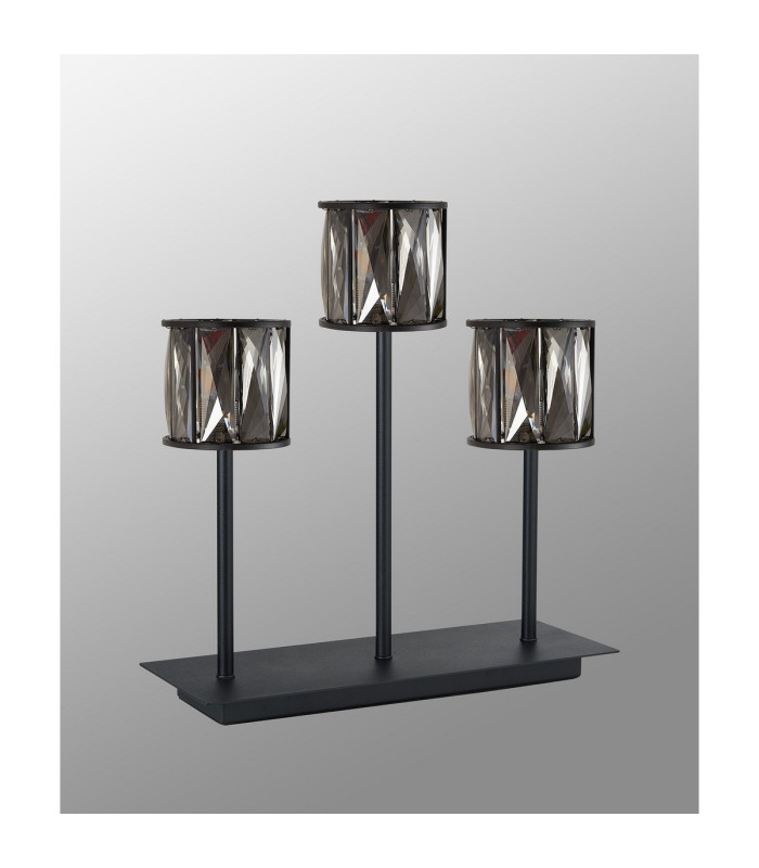 Keene 3 Light G9 Rectangular Touch Switch Crystal Table Lamp Sand Black & Smoked Crystal Shade-9