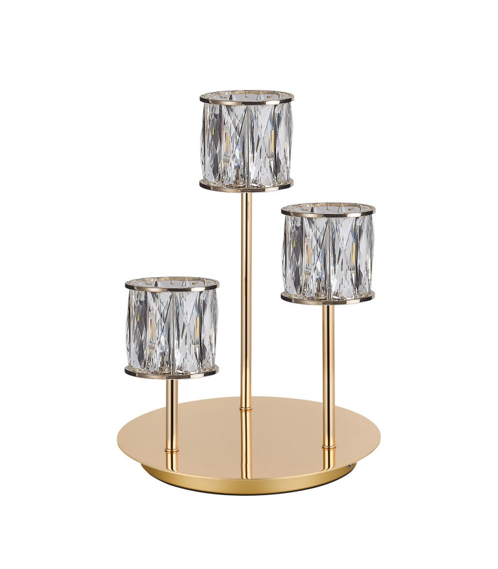 Keene 3 Light G9 Round Touch Switch Crystal Table Lamp French Gold & Clear Crystal Shade-4