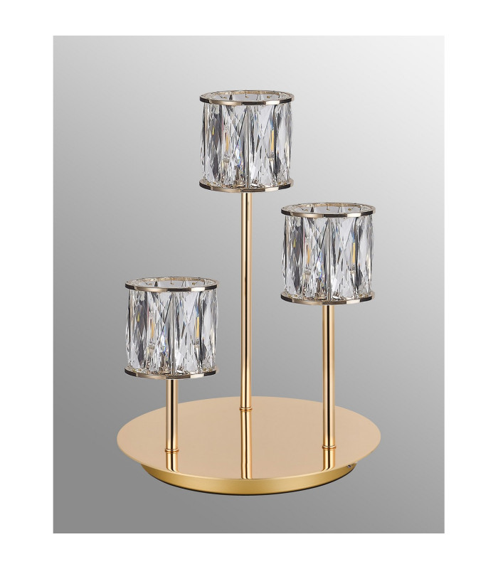 Keene 3 Light G9 Round Touch Switch Crystal Table Lamp French Gold & Clear Crystal Shade-9