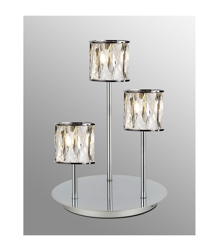 Keene 3 Light G9 Round Touch Switch Crystal Table Lamp Polished Chrome & Clear Crystal Shade-3