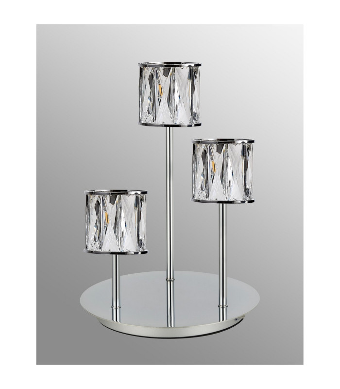 Keene 3 Light G9 Round Touch Switch Crystal Table Lamp Polished Chrome & Clear Crystal Shade-9