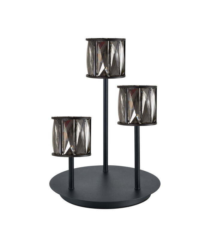 Keene 3 Light G9 Round Touch Switch Crystal Table Lamp Sand Black & Smoked Crystal Shade-4