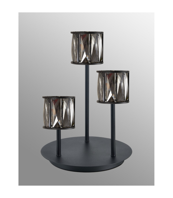 Keene 3 Light G9 Round Touch Switch Crystal Table Lamp Sand Black & Smoked Crystal Shade-9