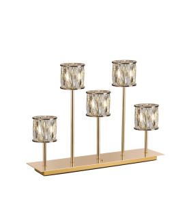Keene 5 Light G9 Rectangular Touch Switch Crystal Table Lamp French Gold & Clear Crystal Shade-1