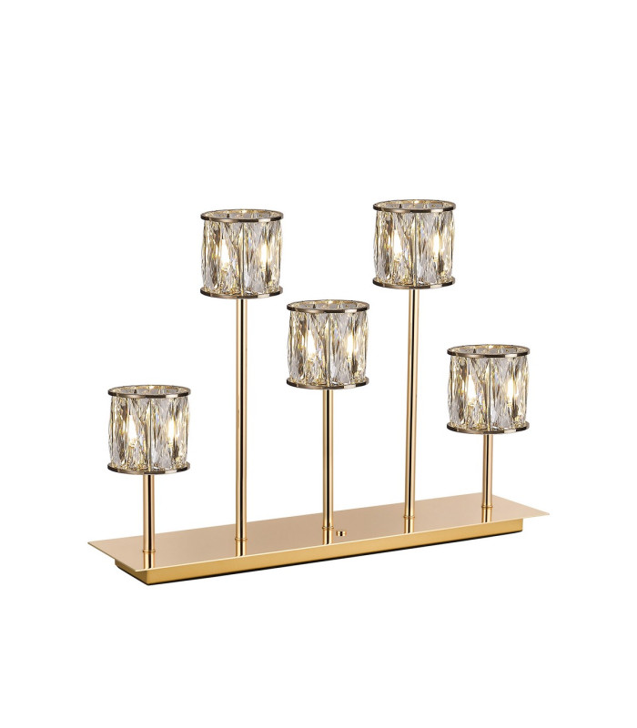 Keene 5 Light G9 Rectangular Touch Switch Crystal Table Lamp French Gold & Clear Crystal Shade-1