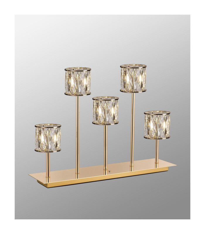 Keene 5 Light G9 Rectangular Touch Switch Crystal Table Lamp French Gold & Clear Crystal Shade-3