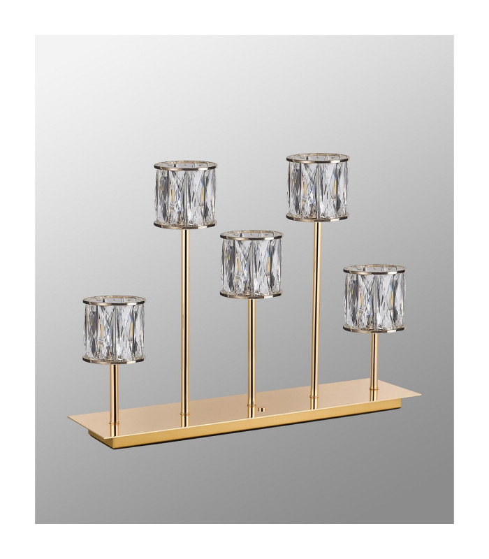 Keene 5 Light G9 Rectangular Touch Switch Crystal Table Lamp French Gold & Clear Crystal Shade-9