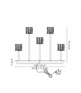 Keene 5 Light G9 Rectangular Touch Switch Crystal Table Lamp Polished Chrome & Clear Crystal Shade-2
