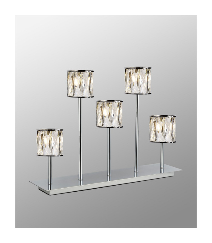 Keene 5 Light G9 Rectangular Touch Switch Crystal Table Lamp Polished Chrome & Clear Crystal Shade-3