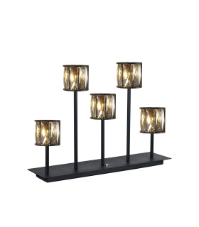 Keene 5 Light G9 Rectangular Touch Switch Crystal Table Lamp Sand Black & Smoked Crystal Shade-1