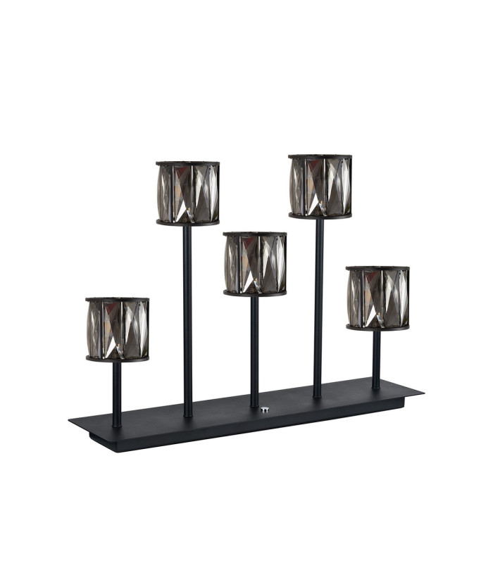 Keene 5 Light G9 Rectangular Touch Switch Crystal Table Lamp Sand Black & Smoked Crystal Shade-4