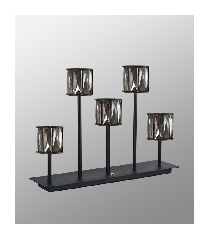 Keene 5 Light G9 Rectangular Touch Switch Crystal Table Lamp Sand Black & Smoked Crystal Shade-9