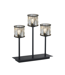 Keene 3 Light G9 Rectangular Touch Switch Crystal Table Lamp Sand Black & Clear Crystal Shade-1