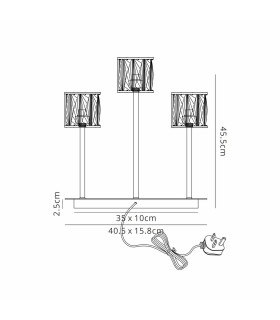 Keene 3 Light G9 Rectangular Touch Switch Crystal Table Lamp Sand Black & Clear Crystal Shade-2