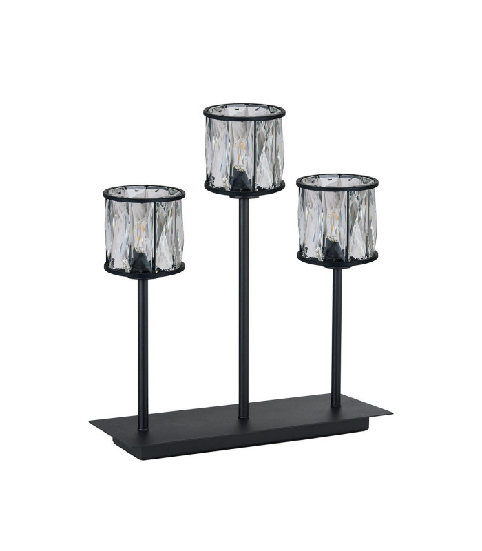 Keene 3 Light G9 Rectangular Touch Switch Crystal Table Lamp Sand Black & Clear Crystal Shade-4