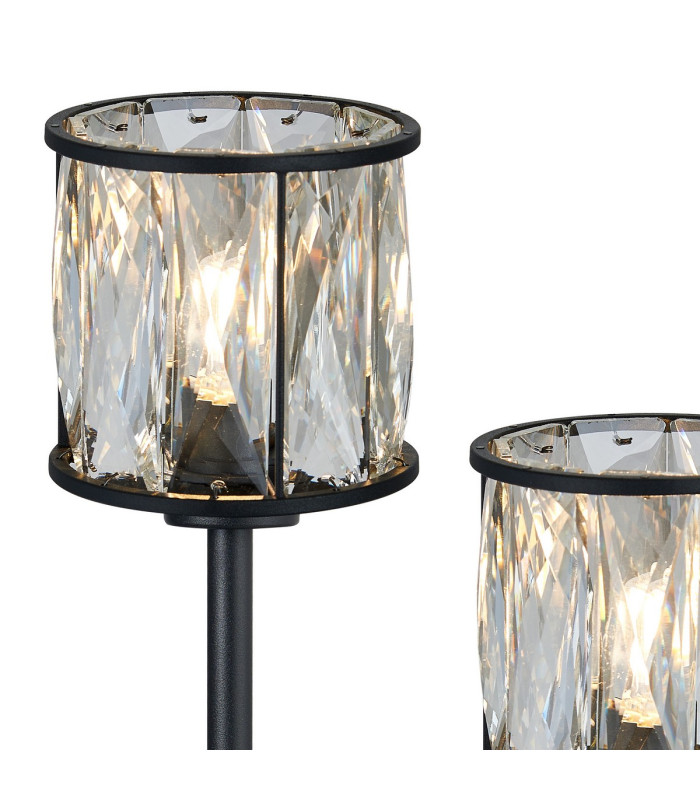Keene 3 Light G9 Rectangular Touch Switch Crystal Table Lamp Sand Black & Clear Crystal Shade-6