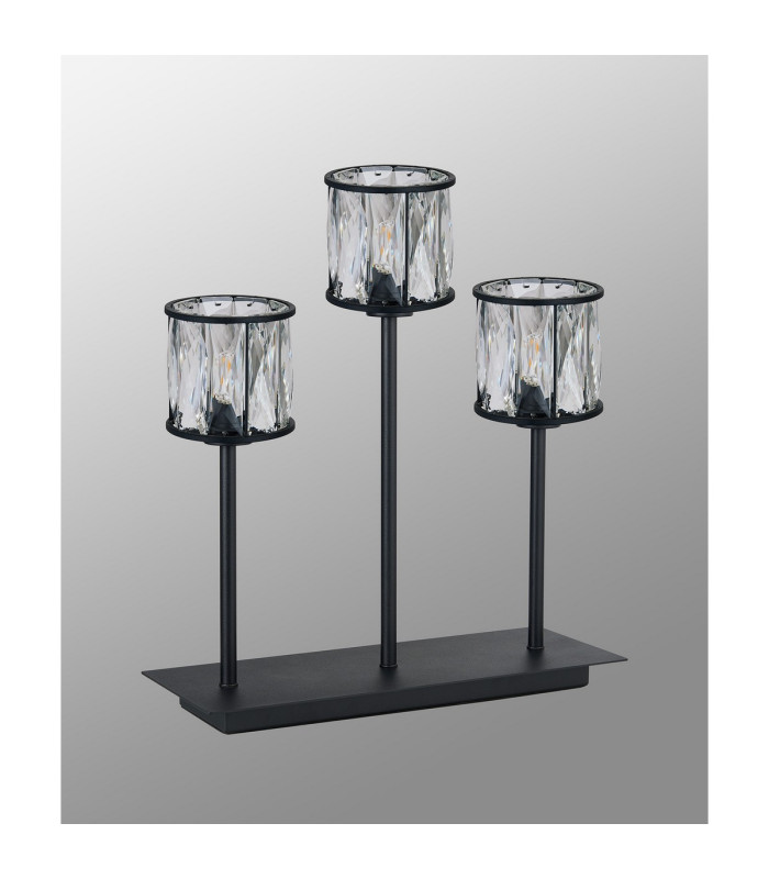 Keene 3 Light G9 Rectangular Touch Switch Crystal Table Lamp Sand Black & Clear Crystal Shade-12