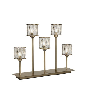 Keene 5 Light G9 Rectangular Touch Switch Crystal Table Lamp Antique Brass & Clear Crystal Shade-1