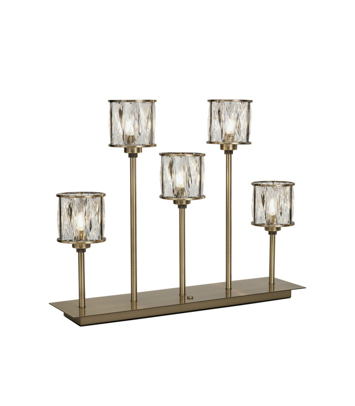 Keene 5 Light G9 Rectangular Touch Switch Crystal Table Lamp Antique Brass & Clear Crystal Shade-1