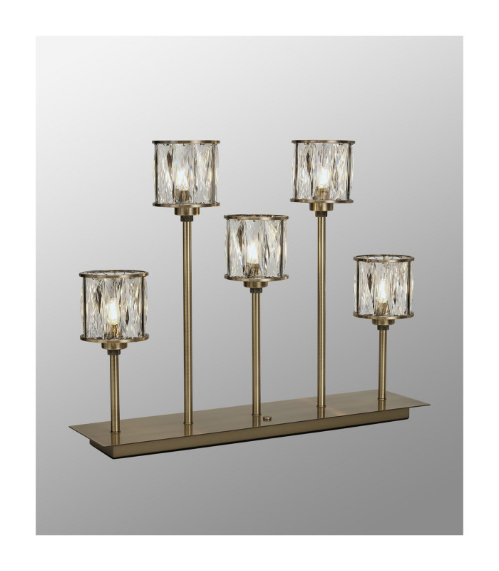 Keene 5 Light G9 Rectangular Touch Switch Crystal Table Lamp Antique Brass & Clear Crystal Shade-3