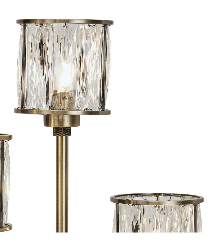 Keene 5 Light G9 Rectangular Touch Switch Crystal Table Lamp Antique Brass & Clear Crystal Shade-6