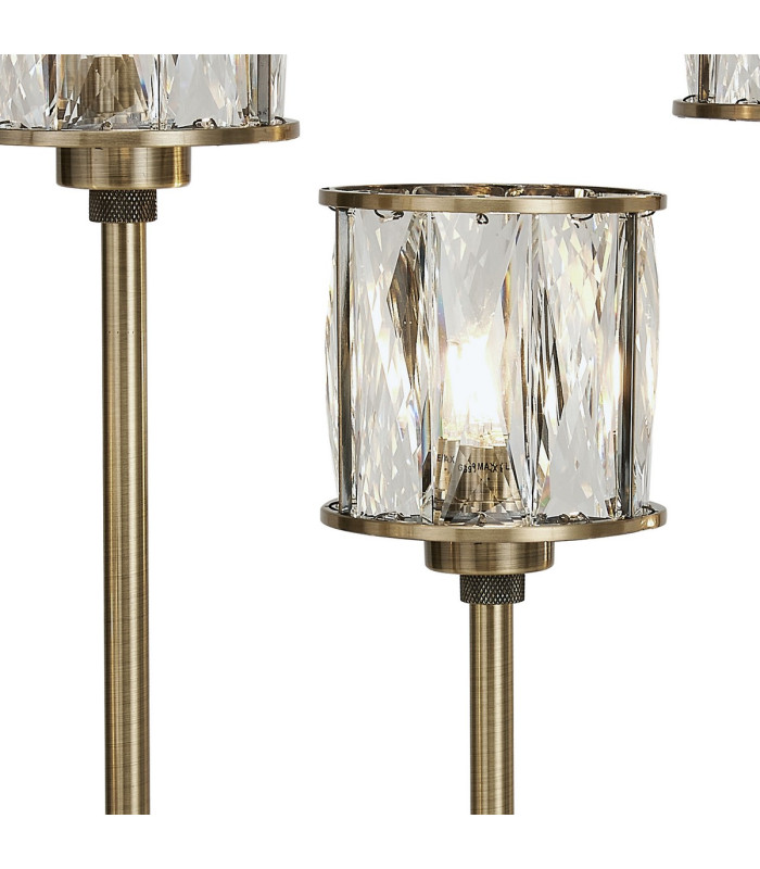 Keene 5 Light G9 Rectangular Touch Switch Crystal Table Lamp Antique Brass & Clear Crystal Shade-7