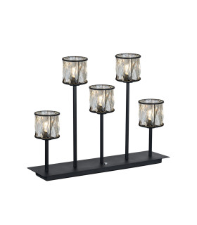 Keene 5 Light G9 Rectangular Touch Switch Crystal Table Lamp Sand Black & Clear Crystal Shade-1