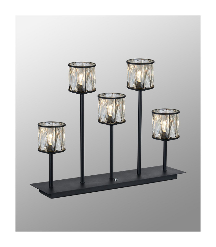 Keene 5 Light G9 Rectangular Touch Switch Crystal Table Lamp Sand Black & Clear Crystal Shade-3
