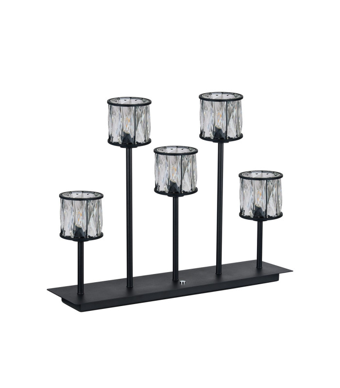 Keene 5 Light G9 Rectangular Touch Switch Crystal Table Lamp Sand Black & Clear Crystal Shade-4