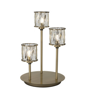 Keene 3 Light G9 Round Touch Switch Crystal Table Lamp Antique Brass & Clear Crystal Shade-1