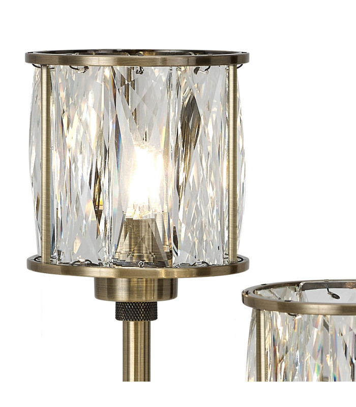 Keene 3 Light G9 Round Touch Switch Crystal Table Lamp Antique Brass & Clear Crystal Shade-5