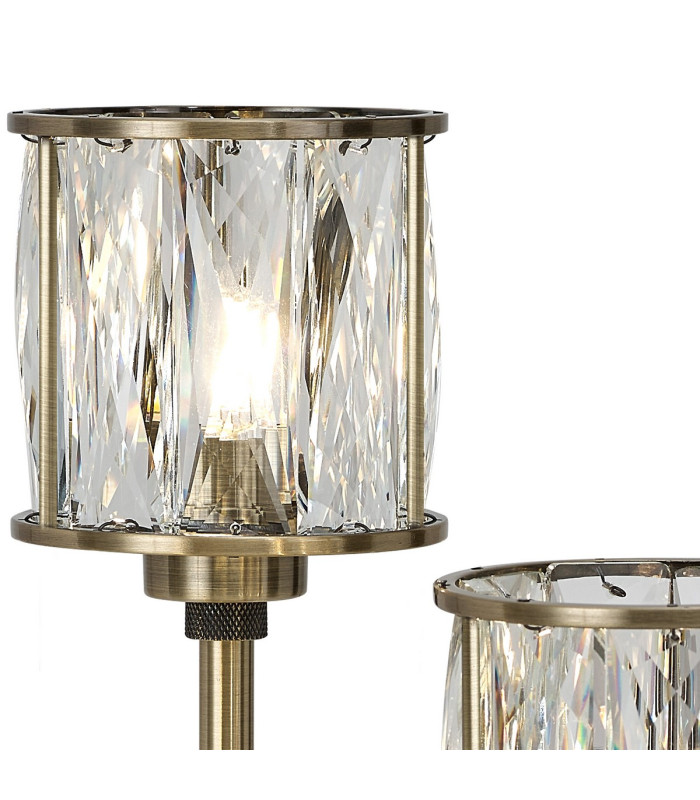 Keene 3 Light G9 Round Touch Switch Crystal Table Lamp Antique Brass & Clear Crystal Shade-6