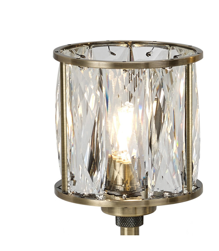 Keene 3 Light G9 Round Touch Switch Crystal Table Lamp Antique Brass & Clear Crystal Shade-7