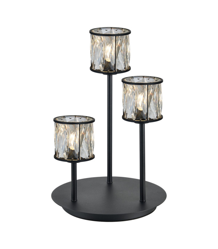 Keene 3 Light G9 Round Touch Switch Crystal Table Lamp Sand Black & Clear Crystal Shade-1