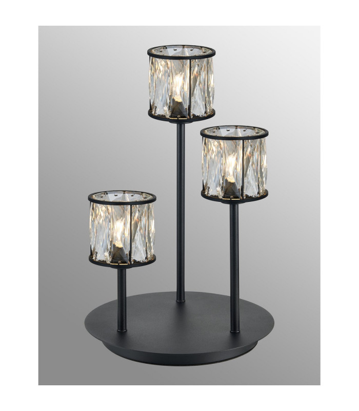 Keene 3 Light G9 Round Touch Switch Crystal Table Lamp Sand Black & Clear Crystal Shade-3