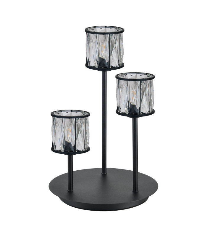 Keene 3 Light G9 Round Touch Switch Crystal Table Lamp Sand Black & Clear Crystal Shade-4