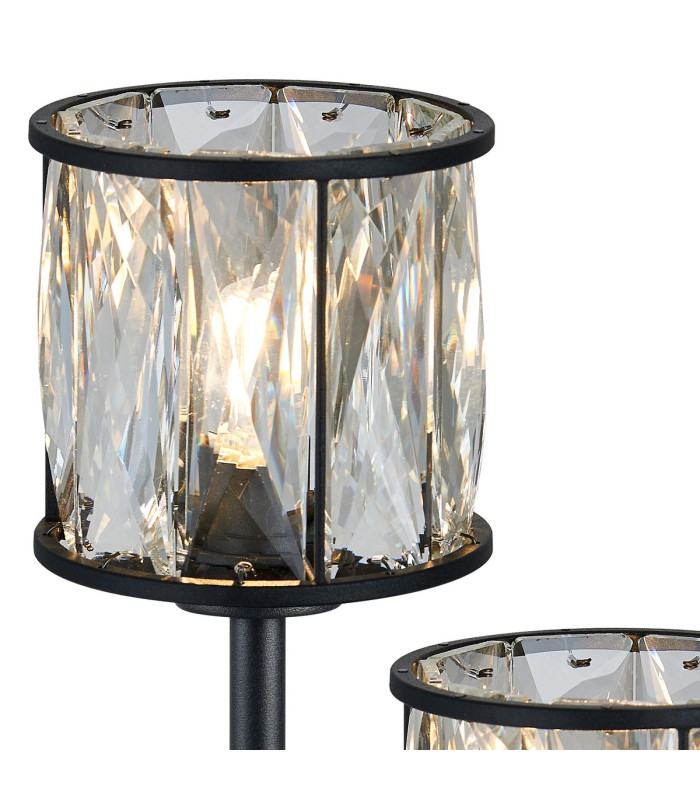 Keene 3 Light G9 Round Touch Switch Crystal Table Lamp Sand Black & Clear Crystal Shade-5