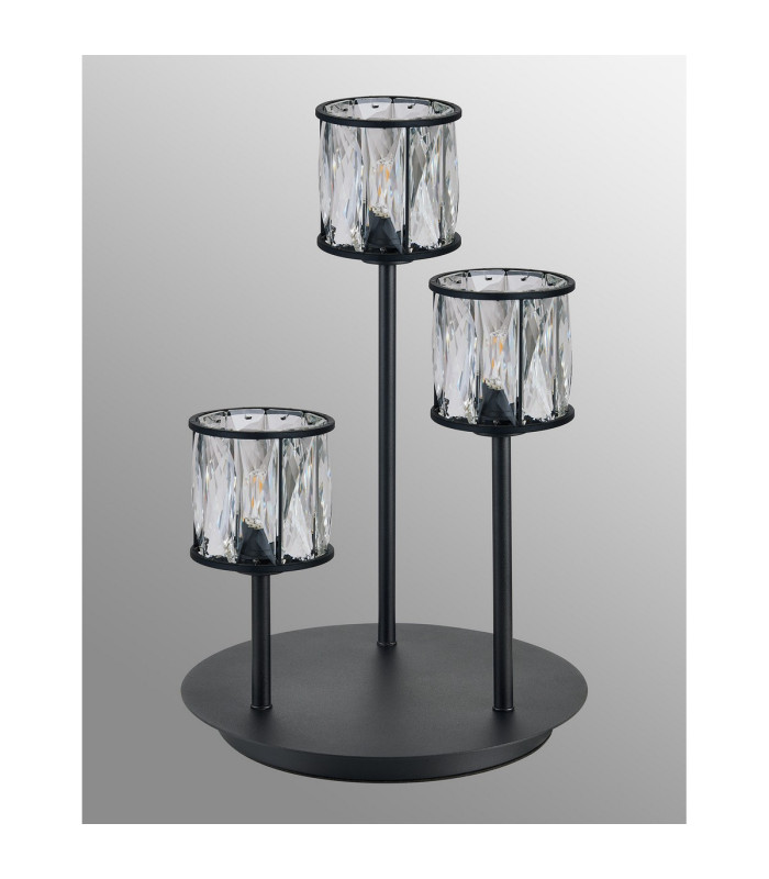 Keene 3 Light G9 Round Touch Switch Crystal Table Lamp Sand Black & Clear Crystal Shade-12