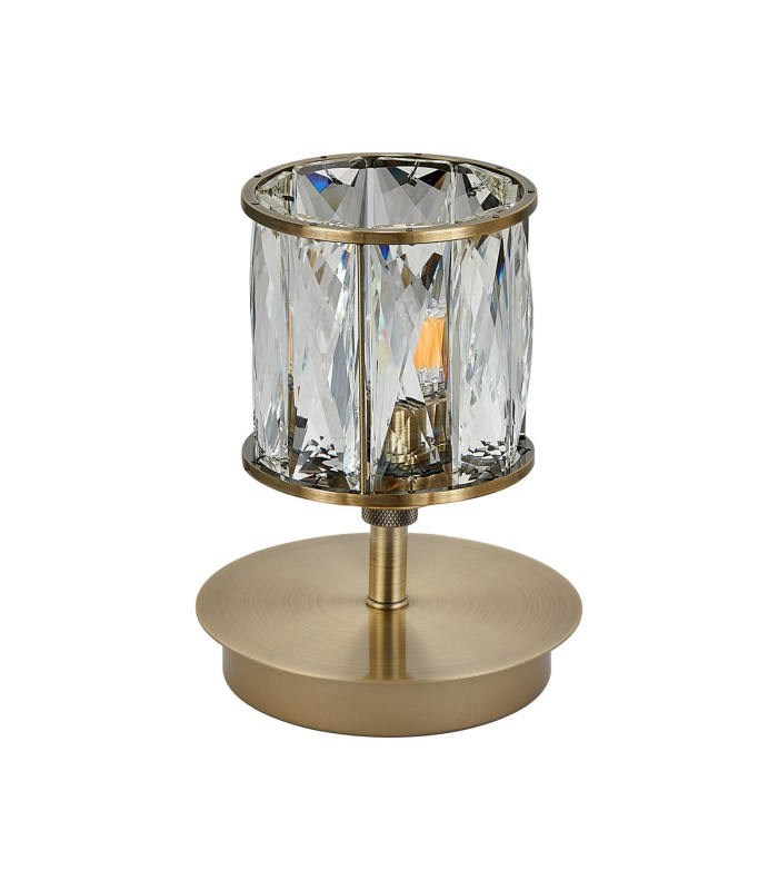 Keene 1 Light G9 Small Touch Switch Crystal Table Lamp Antique Brass & Clear Crystal Shade-4