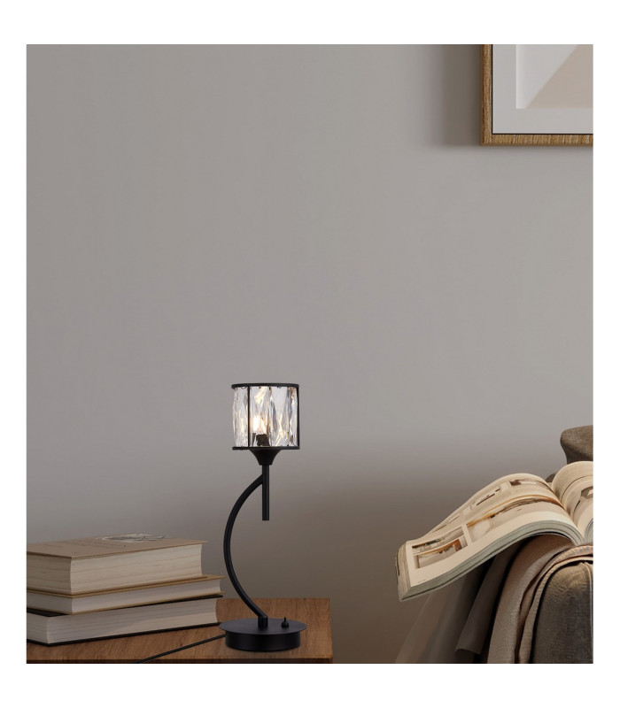 Keene 1 Light G9 Vertical Crystal Table Lamp Sand Black & Clear Crystal Shade-4