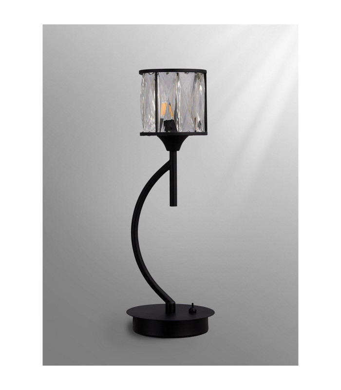 Keene 1 Light G9 Vertical Crystal Table Lamp Sand Black & Clear Crystal Shade-14