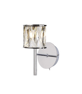Keene 1 Light G9 Switched Wall Lamp Polished Chrome / Clear Crystal Shade-1