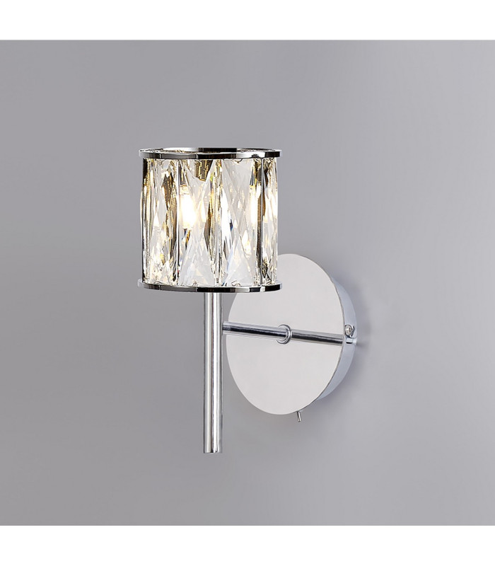 Keene 1 Light G9 Switched Wall Lamp Polished Chrome / Clear Crystal Shade-3