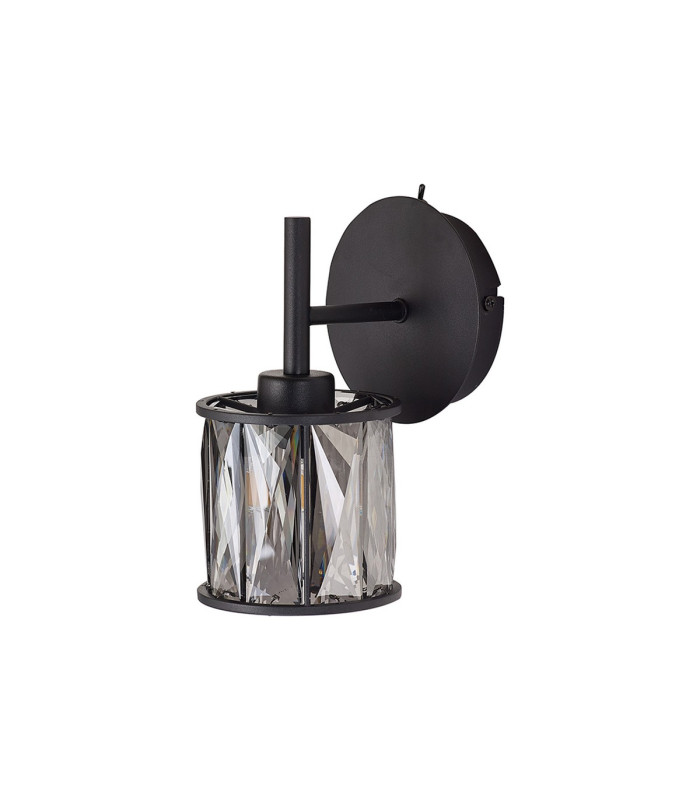 Keene 1 Light G9 Switched Wall Lamp Satin Black / Smoke Crystal Shade-7